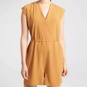 Athleta Mustard Wrap-Front Sleeveless Romper